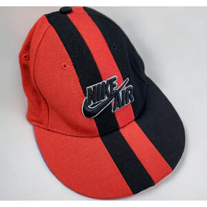 Vintage Nike Air Lebron James Fitted Small Hat Cap Black Red Stripe Wool Blend